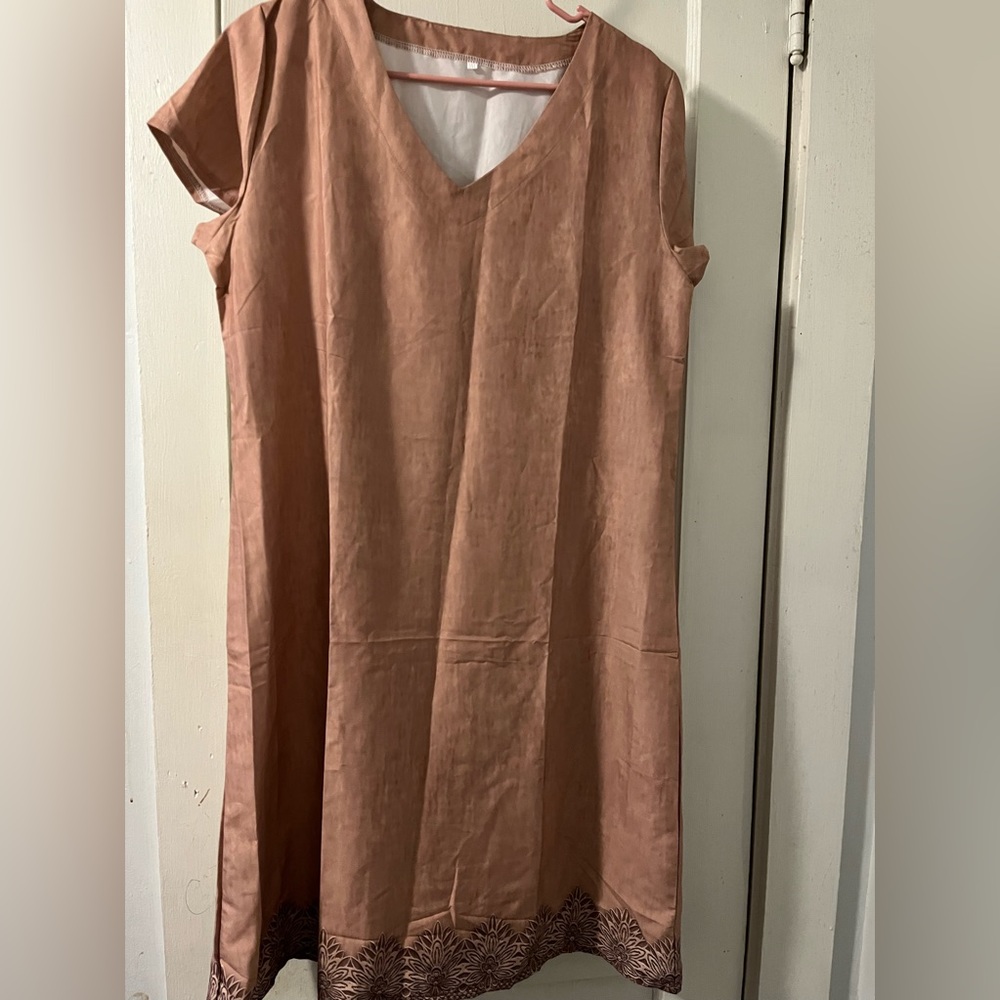 Tan Knee Length Sheath Dress